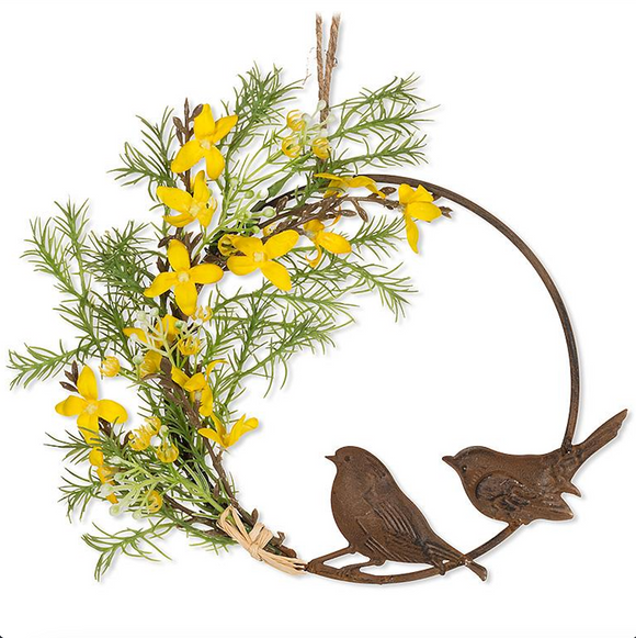 Hoop with Birds & Forsythia Wreath