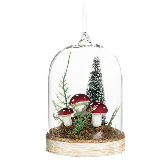 Glass Cloche Mushroom Ornament