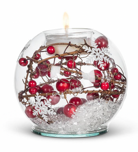 Red Berry & Snow Ball Tealight Holder