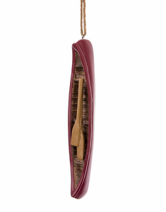 Red Canoe with Paddle Ornament