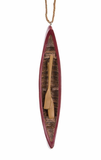 Red Canoe with Paddle Ornament