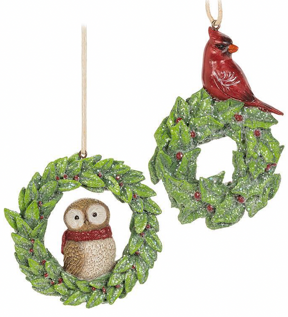 Birds in Wreath Ornament