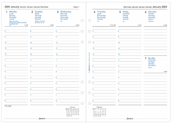 A5 2024 Week on Two Pages with Appointment Times Diary
