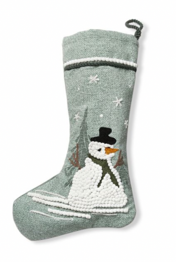 Balsam Snowman Green Stocking