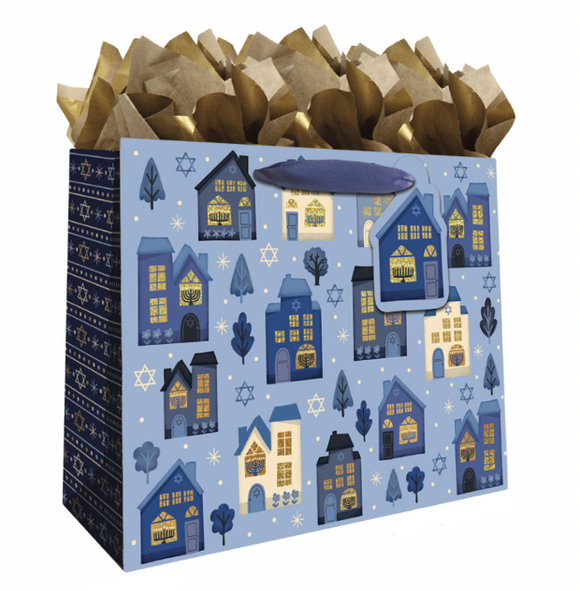 Medium Holiday Gift Bag - Hanukkah Homes