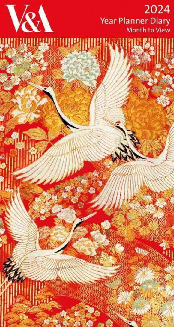 2024 Kimono Cranes Month to view Yearly Planner