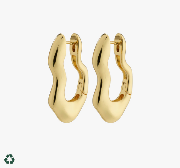 Pilgrim Wave Recycled Hoop Earrings: Gold