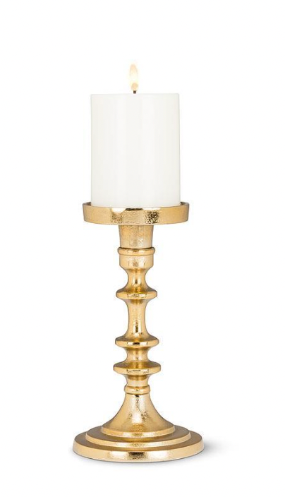 Small Classic Gold Pillar Candle Holder