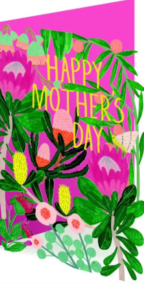 Mother's Day - Laser Cut Floral on Hot Pink