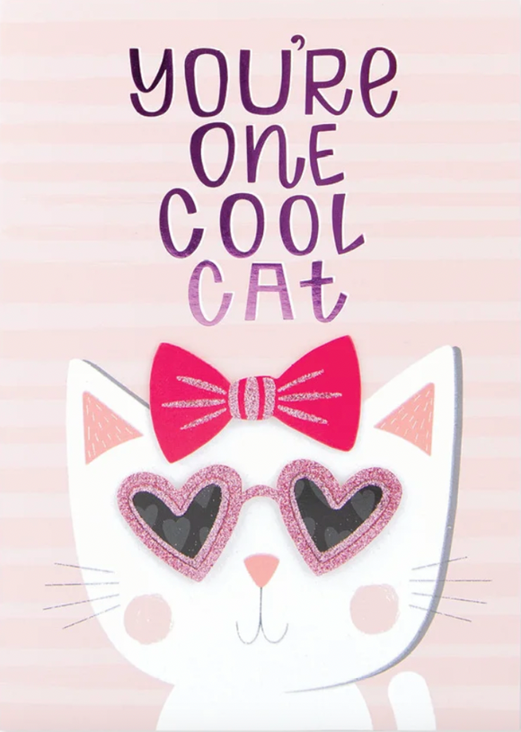 Valentine's - One Cool Cat (sticker card)
