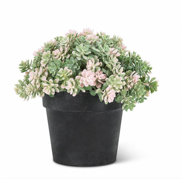 Petite Faux Pink Flower Plant Pot