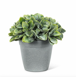 Faux Green Spade Leaf Plant Pot