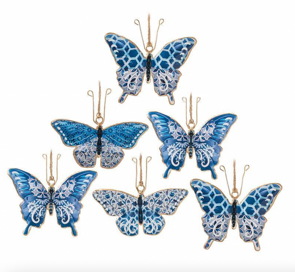 Blue & White Butterfly Hanging Ornament