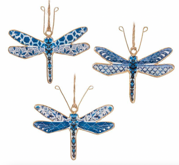 Blue & White Dragonfly Hanging Ornament