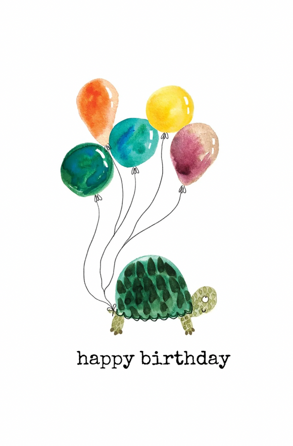 Birthday - Belated Turtle & Balloons