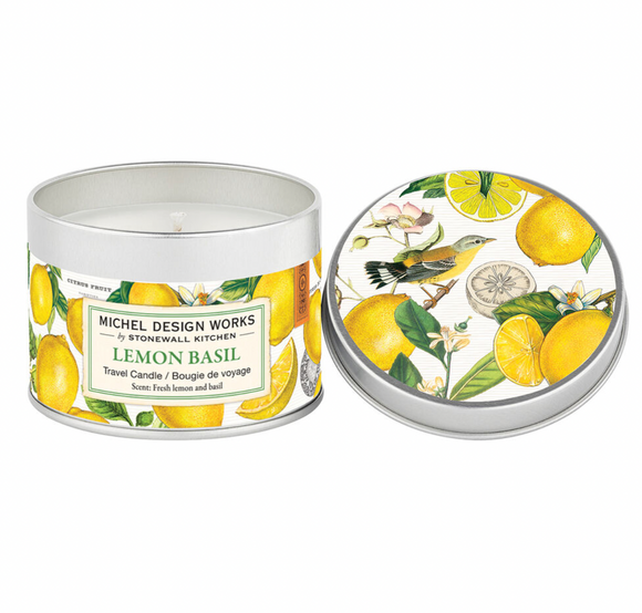 Michel Design Travel Tin Candle - Lemon Basil