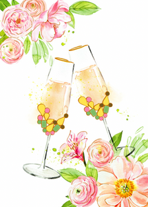 Wedding - Champagne Glasses with Flowers