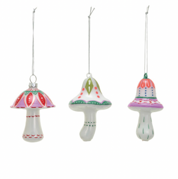 Nordic Pink & Green Mushroom Ornament