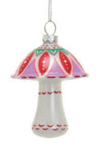 Nordic Pink & Green Mushroom Ornament