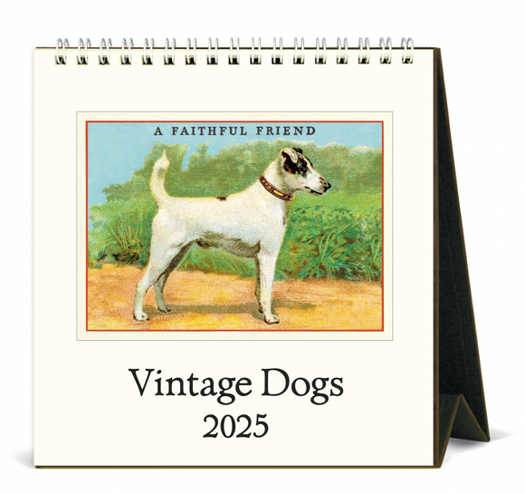 Cavallini 2025 Desktop Calendar - Vintage Dogs