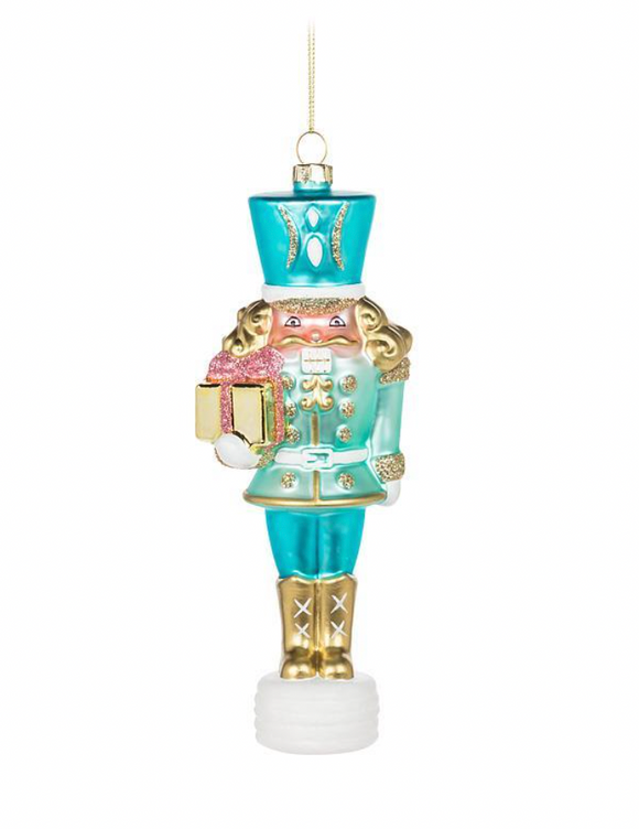 Gold & Turquoise Large Nutcracker Ornament