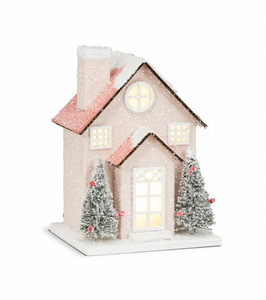 Small Snowy Glitter House with LED Lights