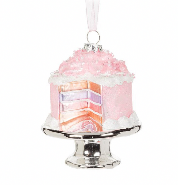 Cut Layer Cake on Plate Ornament