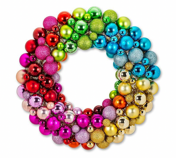 Rainbow Ornament Wreath