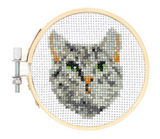 Tabby Cat Mini Cross Stitch Embroidery Kit