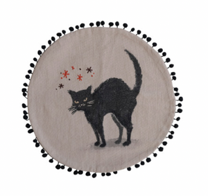 Disgruntled Black Cat Round Pillow