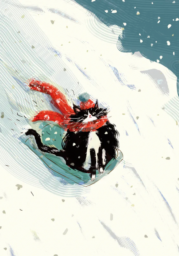 Christmas - Sledding Cat