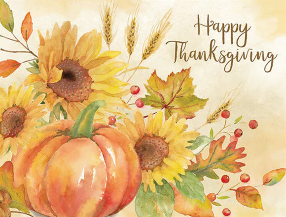 Thanksgiving - Sunflowers & Pumpkin (with scripture)