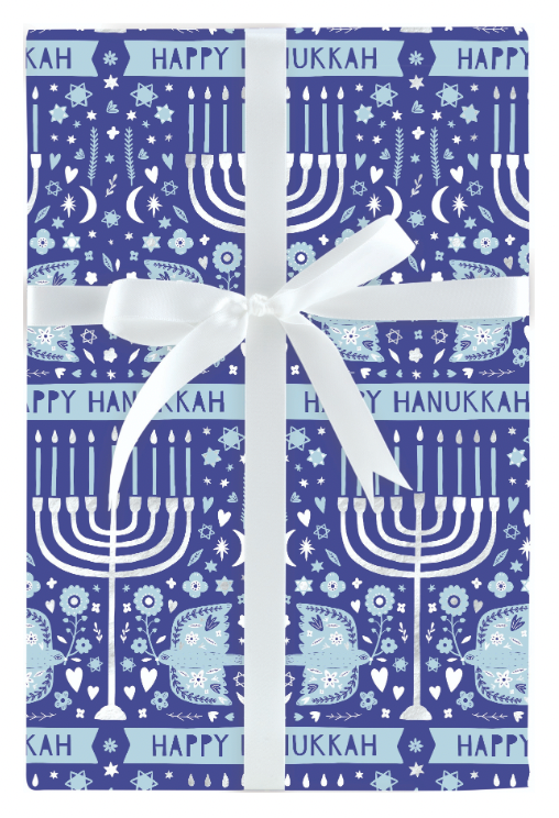 Hanukkah Dove & Menorah Jumbo Roll Wrap