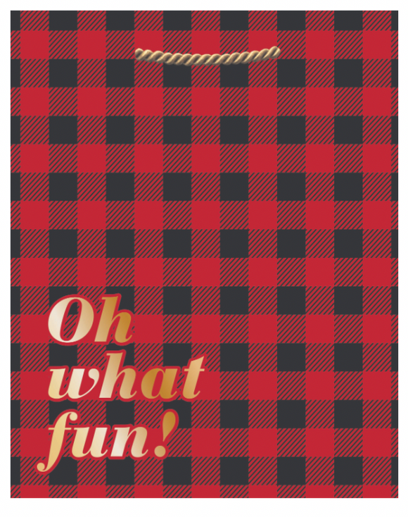 Oh What Fun Plaid Medium Gift Bag