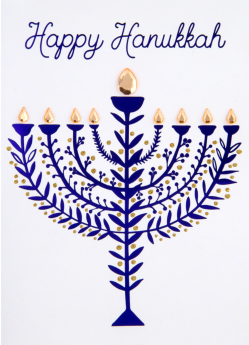 Hanukkah - Blue Leaves Menorah