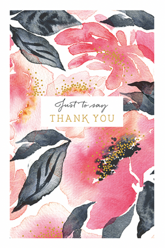 Boxed Thank You - Pink Watercolour Flowers