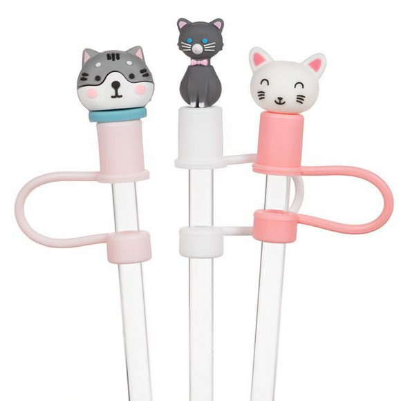 Jumbo Straws with Cat Caps