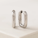 Lover's Tempo Midi Paperclip Puff Hoop Earrings: Silver