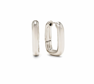 Lover's Tempo Midi Paperclip Puff Hoop Earrings: Silver