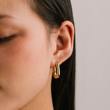 Lover's Tempo Midi Paperclip Puff Hoop Earrings: Silver