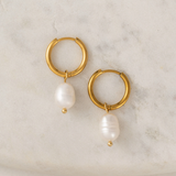 Lover's Tempo Oceane Pearl Earrings: Waterproof Gold