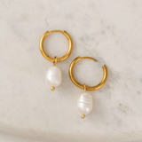 Lover's Tempo Oceane Pearl Earrings: Waterproof Gold