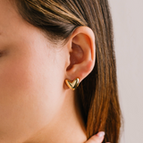 Lover's Tempo Heart Puff Hoop Earrings: Gold