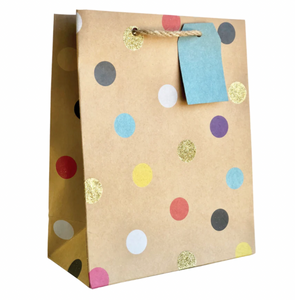 Medium Gift Bag - Kraft Party Dots