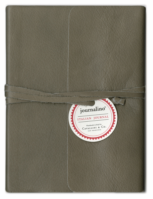 Cavallini Leather Slim Notebook - Mushroom