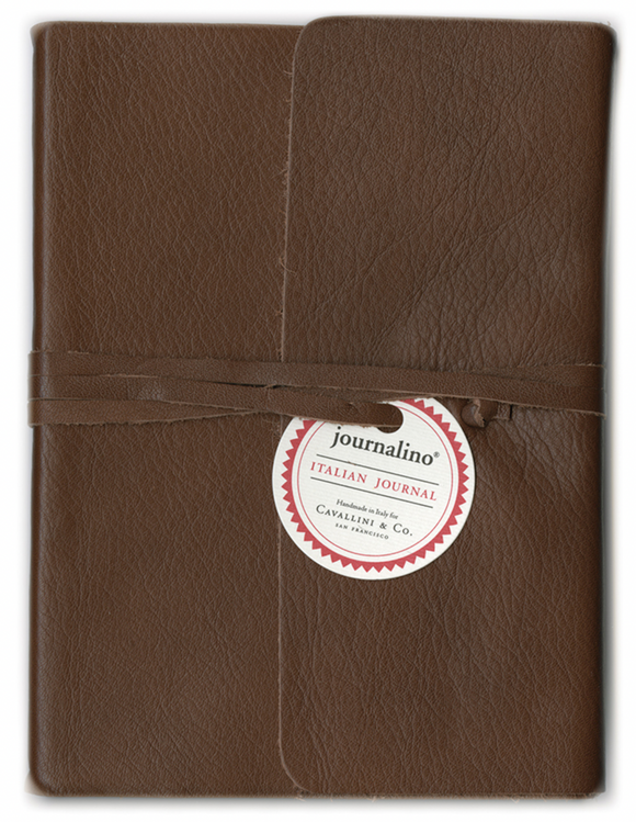 Cavallini Leather Slim Notebook - Dark Brown
