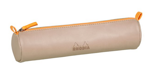 Rhodiarama Zippered Round Pencil Case - Beige