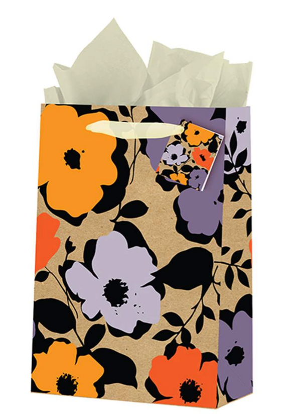 Kraft Floral Gift Bag - Medium