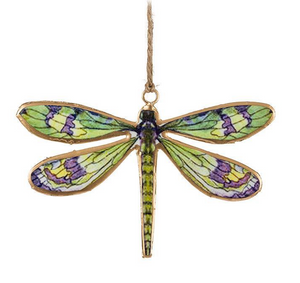 Large Green & Purple Dragonfly Hanging Ornament