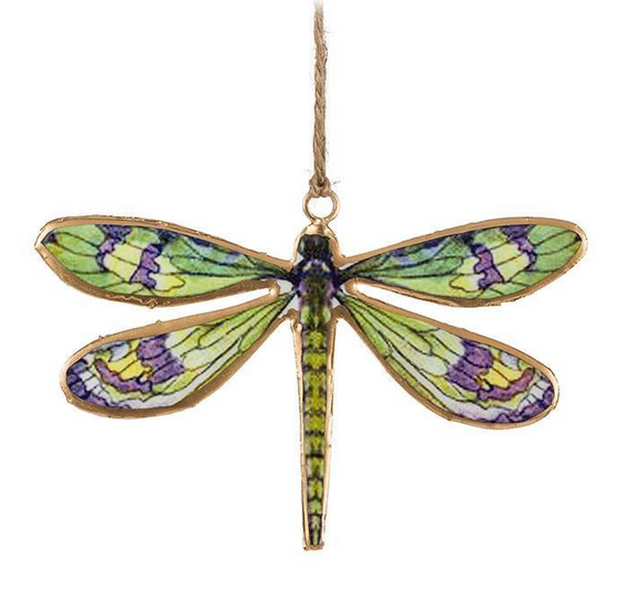 Large Green & Purple Dragonfly Hanging Ornament